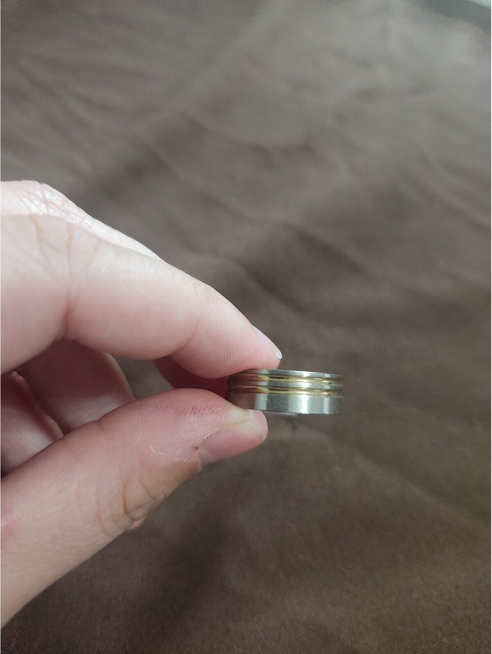 Stainless Steel Size 20 Ring with Grooves